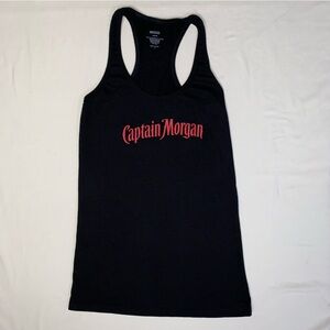 Captain Morgan Tank Top Womens Small Black Red Rum Alcohol Drink Party Promotion